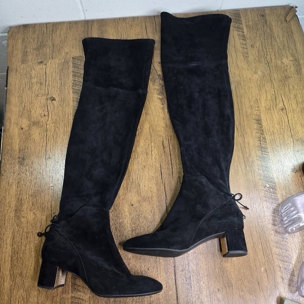 Tory Burch Laila Black Suede Otk Over The Knee Boots